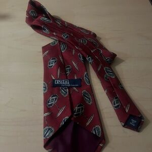 Polo by Ralph Lauren Red Tie with Navy Design